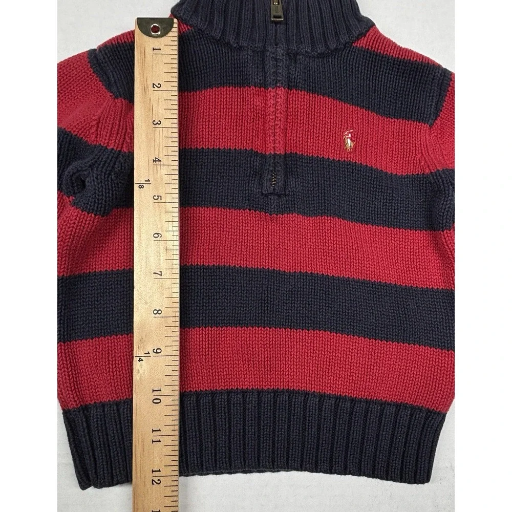 VTG Polo Ralph Lauren Boy‎ 24M Sweater Knitted Pullover Rugby Striped Navy EUC - Picture 6 of 7